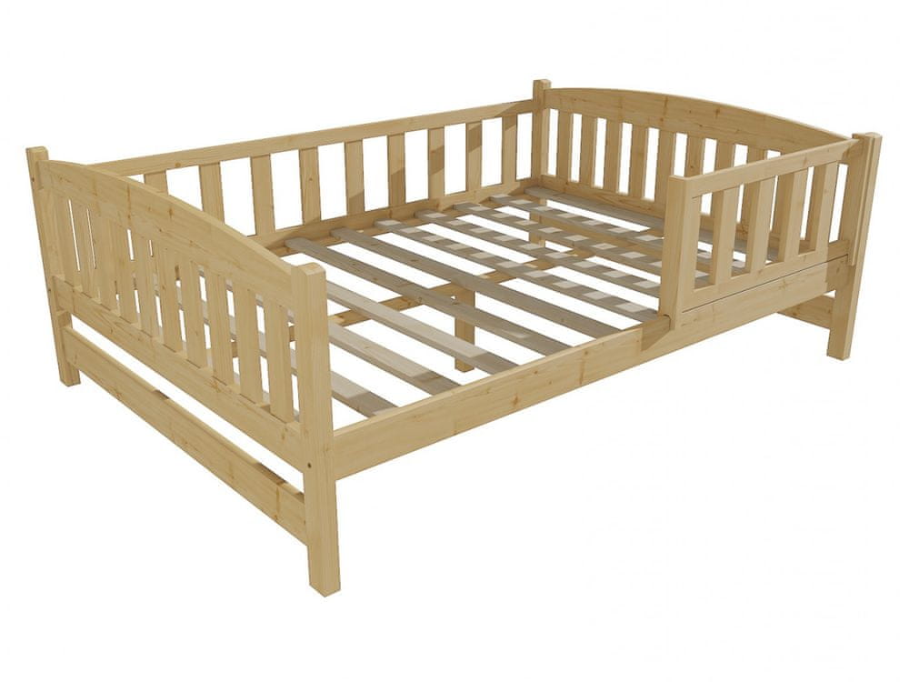 eoshop Detská posteľ DP 002 XL so zábranou (Rozmer: 120 x 200 cm, Farba dreva: bezfarebný lak)